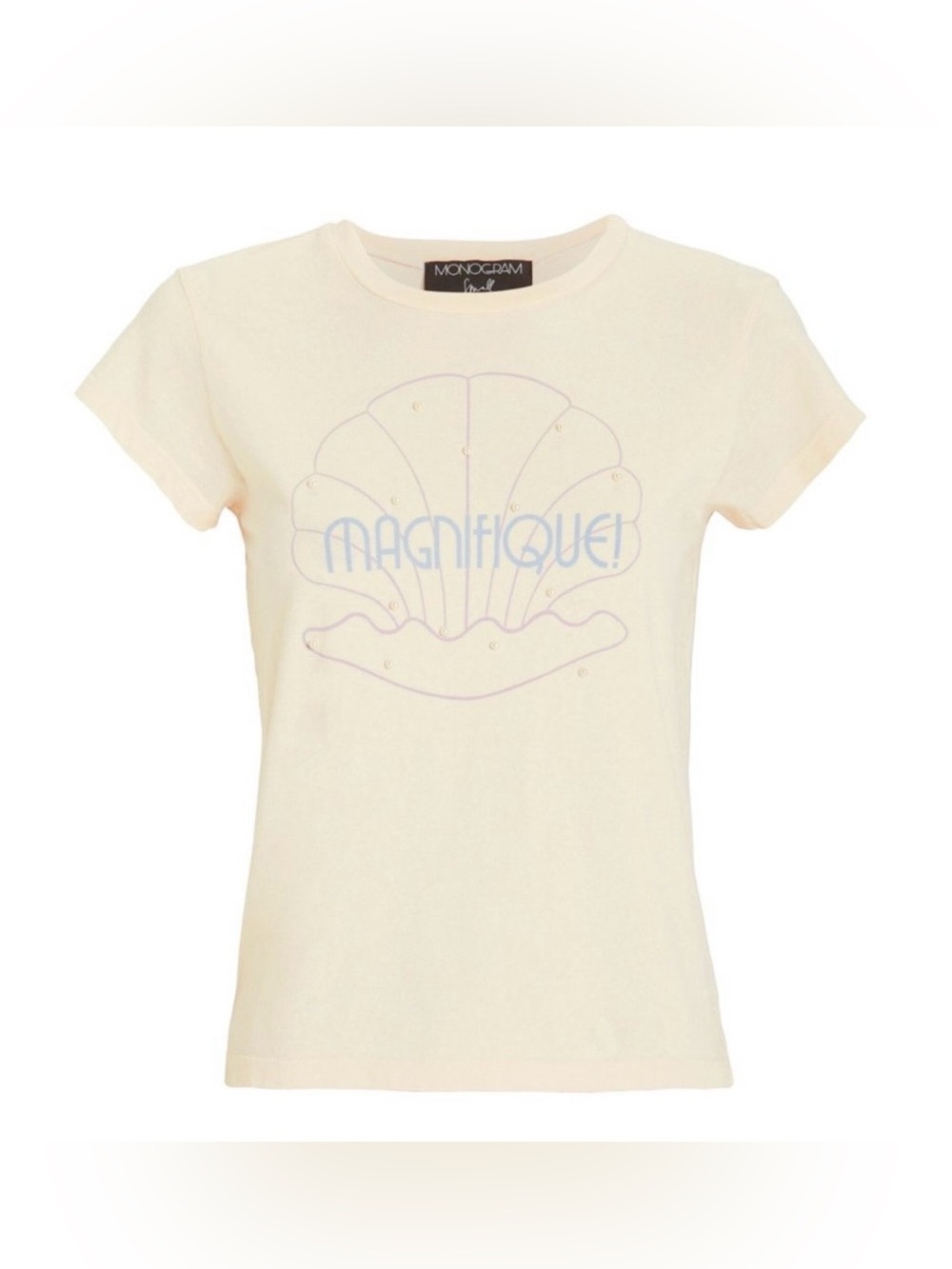 MONOGRAM Seashell Magnifique Pearl Mermaid Vibes Baby T-Shirt Beige Size Medium